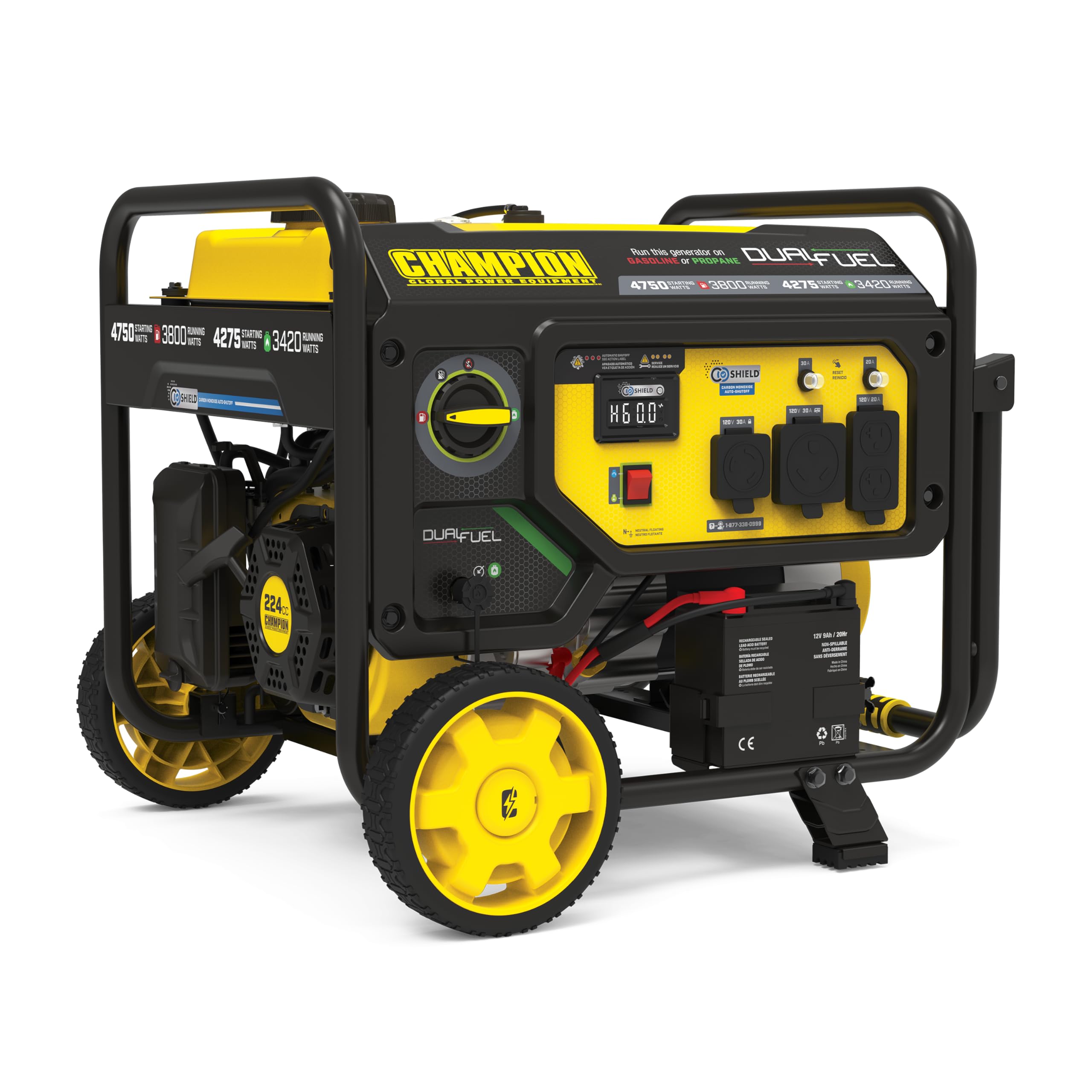 Champion Power Equipment 4750-Watt Electric Start Dual Fuel RV Ready Portable Generator with Free 3-Year Warranty, CARB Compliant Gronata