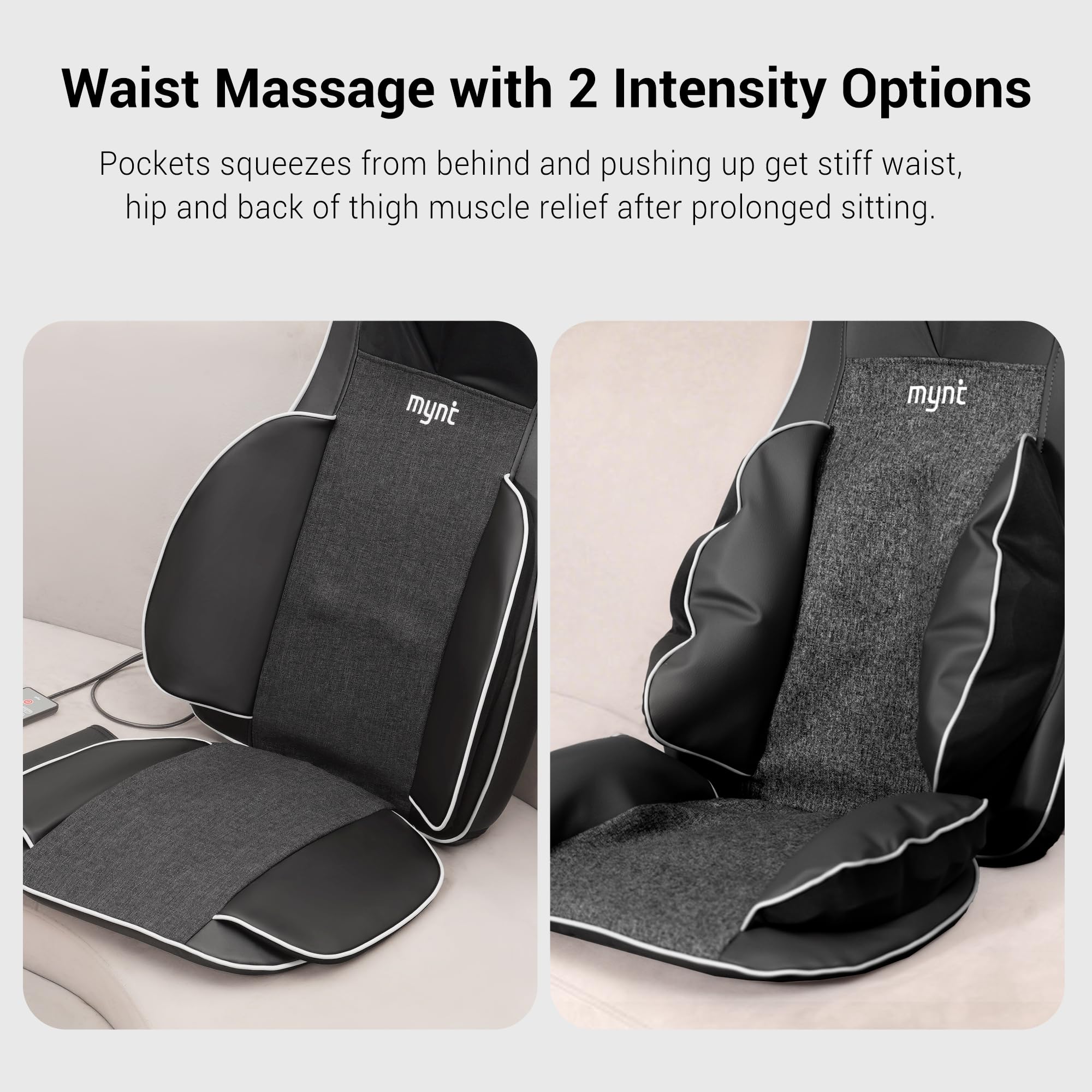 Mynt FSA Eligible HSA Approved Shiatsu Neck and Back Massager for Chair with 10 Deep Kneading Nodes, 2D & 3D Back Massage with Heat, Portable Spot Massage Chair Pad (Black) Gronata