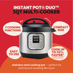 Instant Pot Duo 7-in-1 Electric Pressure Cooker, Slow Cooker, Rice, Steamer, Sauté, Yogurt Maker, Warmer & Sterilizer, Includes App With Over 800 Recipes, Stainless Steel, 6 Quart Gronata