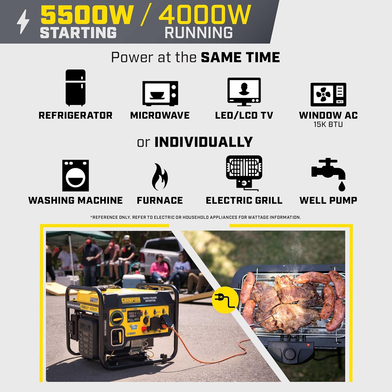 Champion Power Equipment 5500-Watt RV Ready Portable Open Frame Inverter Generator with Quiet Technology and Free 3-Year Warranty, CARB Compliant Gronata