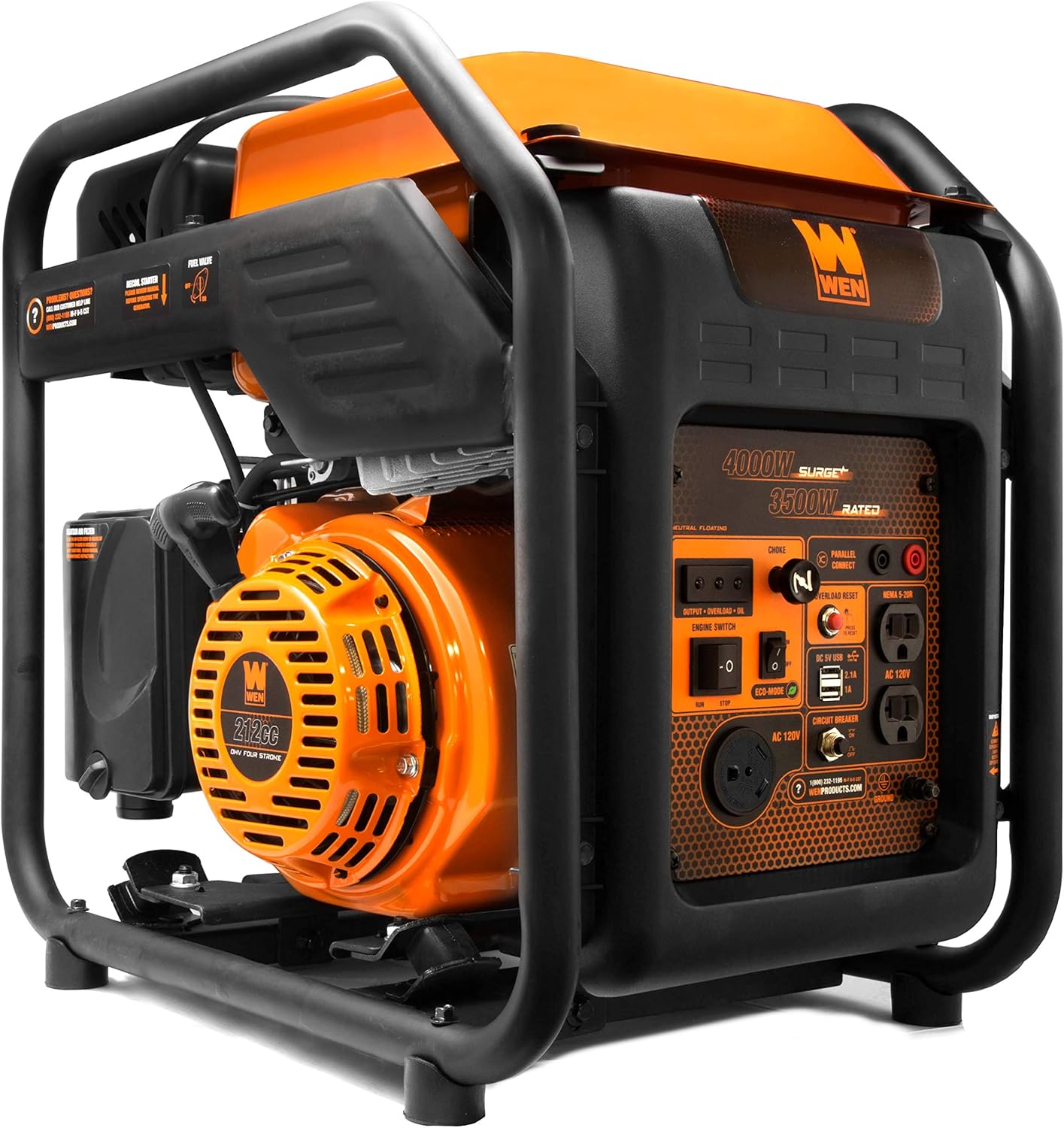 WEN GN400i RV-Ready 4000-Watt Open Frame Inverter Generator, CARB Compliant, Black/orange Gronata