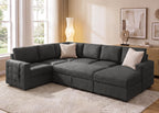 HONBAY Sectional Sleeper Sofa with Pull Out Bed U-Shape Sectional Couch Sleeper Bed with Storage Chaise 6 Seater Sleeper Sectional Sofa, Light Grey Gronata
