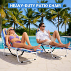 DoCred Heavy Duty Chaise Lounge Chair, Adjustable 5-Position Folding Chaise Lounge Chairs for Outside, Portable Lay Flat Beach Lounge Chair for Outdoor Sunbathing Beach Pool Lawn Camping Gronata