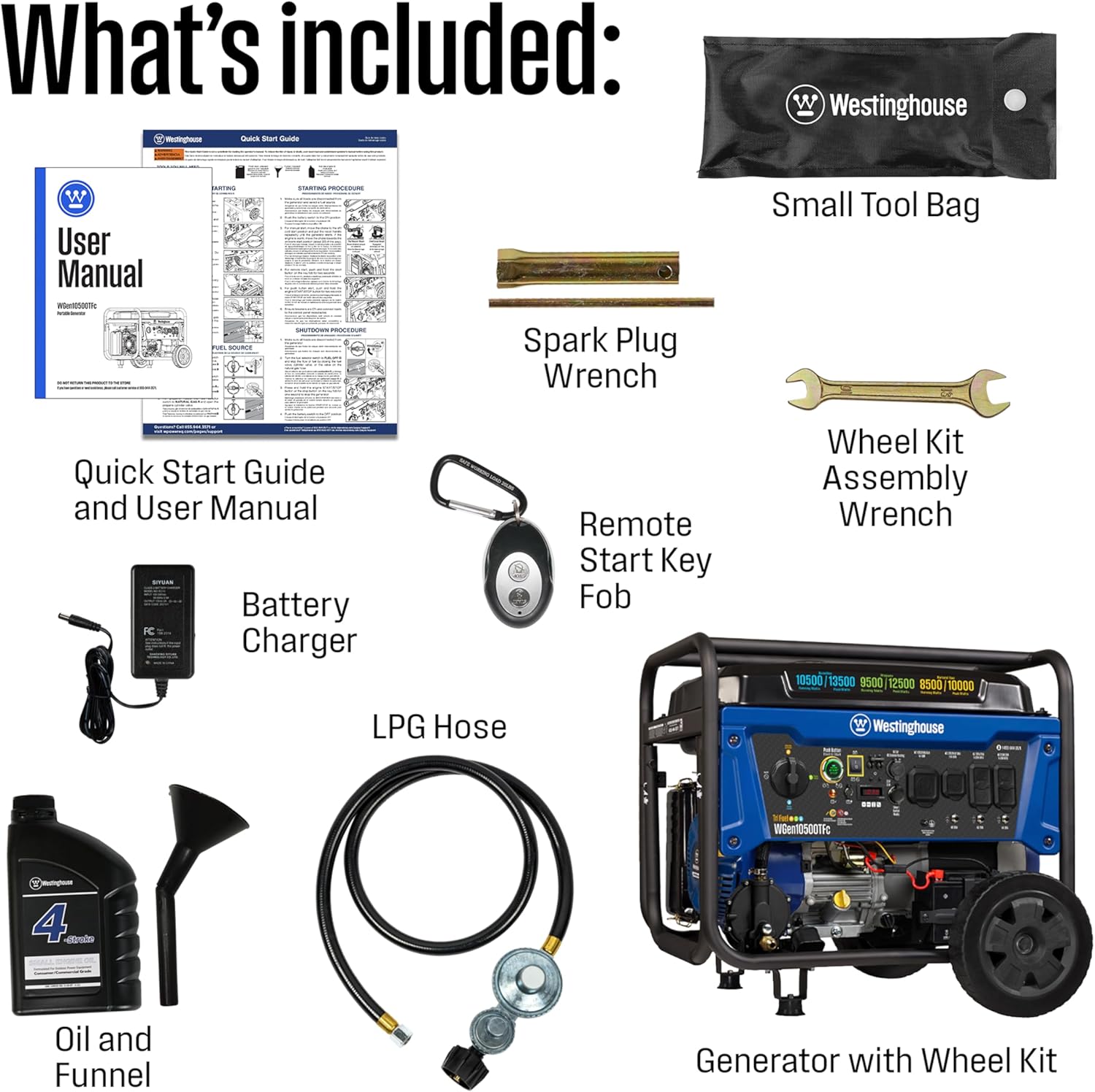Westinghouse 13500 Peak Watt Tri-Fuel Home Backup Portable Generator, Remote Electric Start, Transfer Switch Ready, Gas, Propane, and Natural Gas Powered Gronata