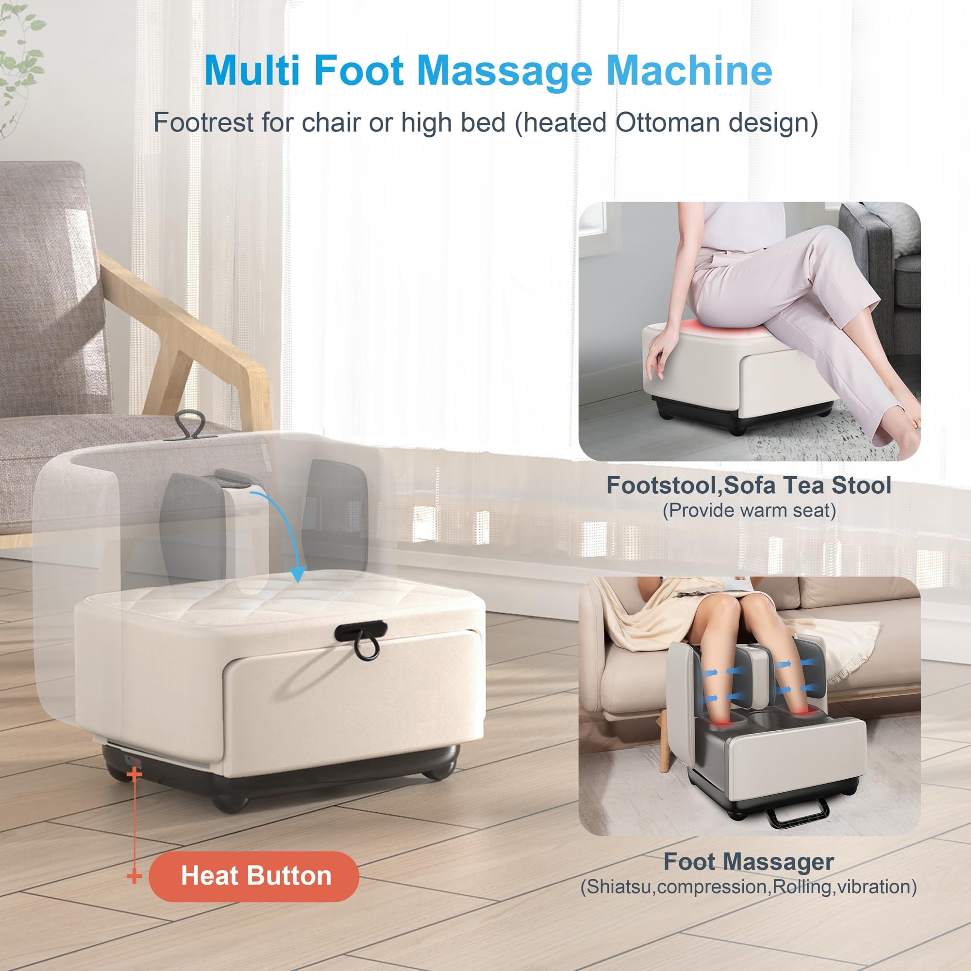 COMFIER 2 in 1 FSA Foot Massager Machine,HSA Shiatsu Foot and Calf Massager with Heat,Kneading,Vibration,Compression Massagers for Feet Health,Plantar Fasclitis,Father‘s Day Gift for Dad Gronata