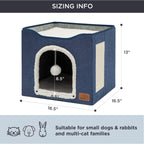 Bedsure Cat Beds for Indoor Cats - Large Cat Cave for Pet Cat House with Fluffy Ball Hanging and Scratch Pad, Foldable Cat Hideaway, 16.5x16.5x13 inches, Grey Gronata