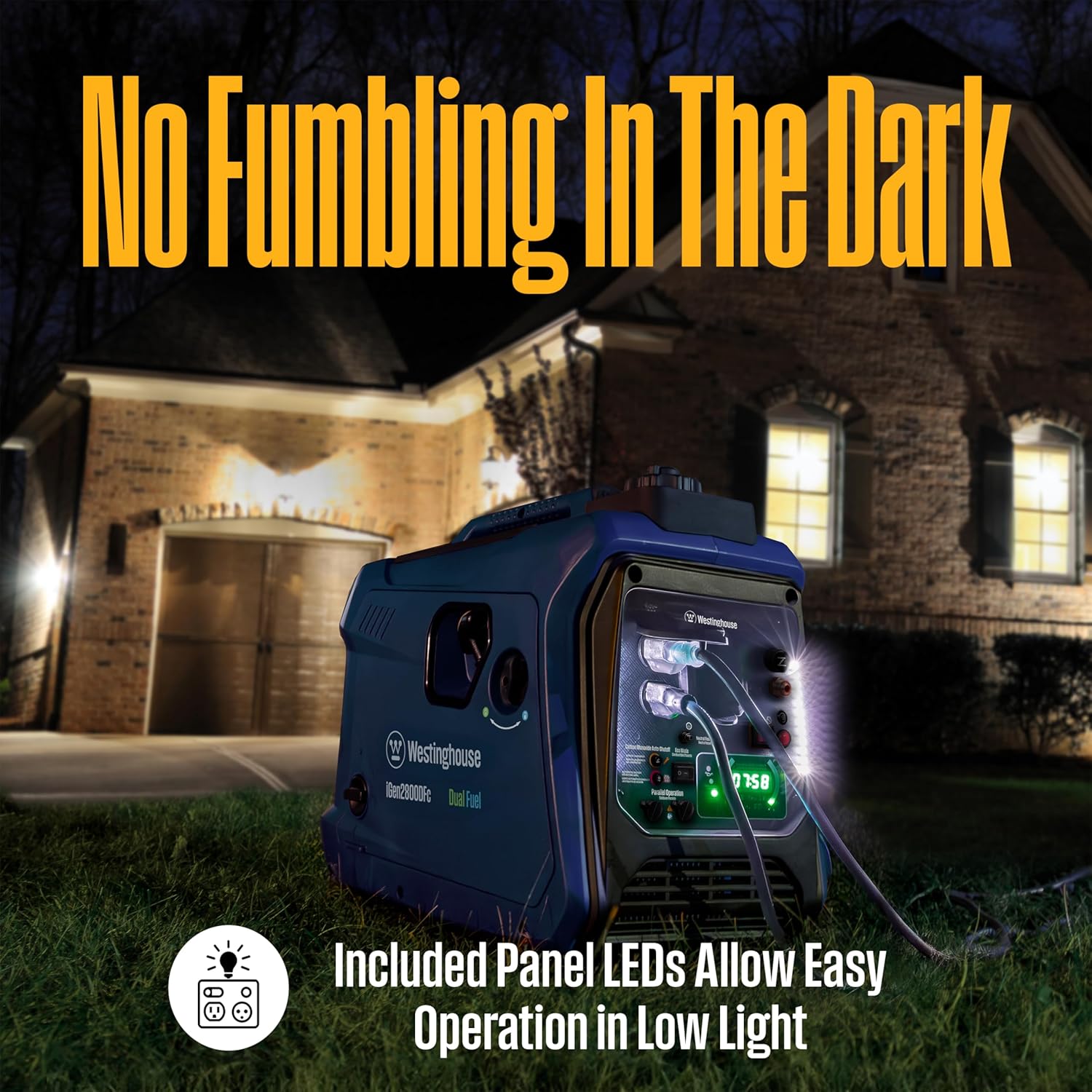 Westinghouse 2800 Peak Watt Super Quiet & Lightweight Dual Fuel Portable Inverter Generator, Gas & Propane Powered, CO Sensor, Parallel Capable, Long Run Time Gronata