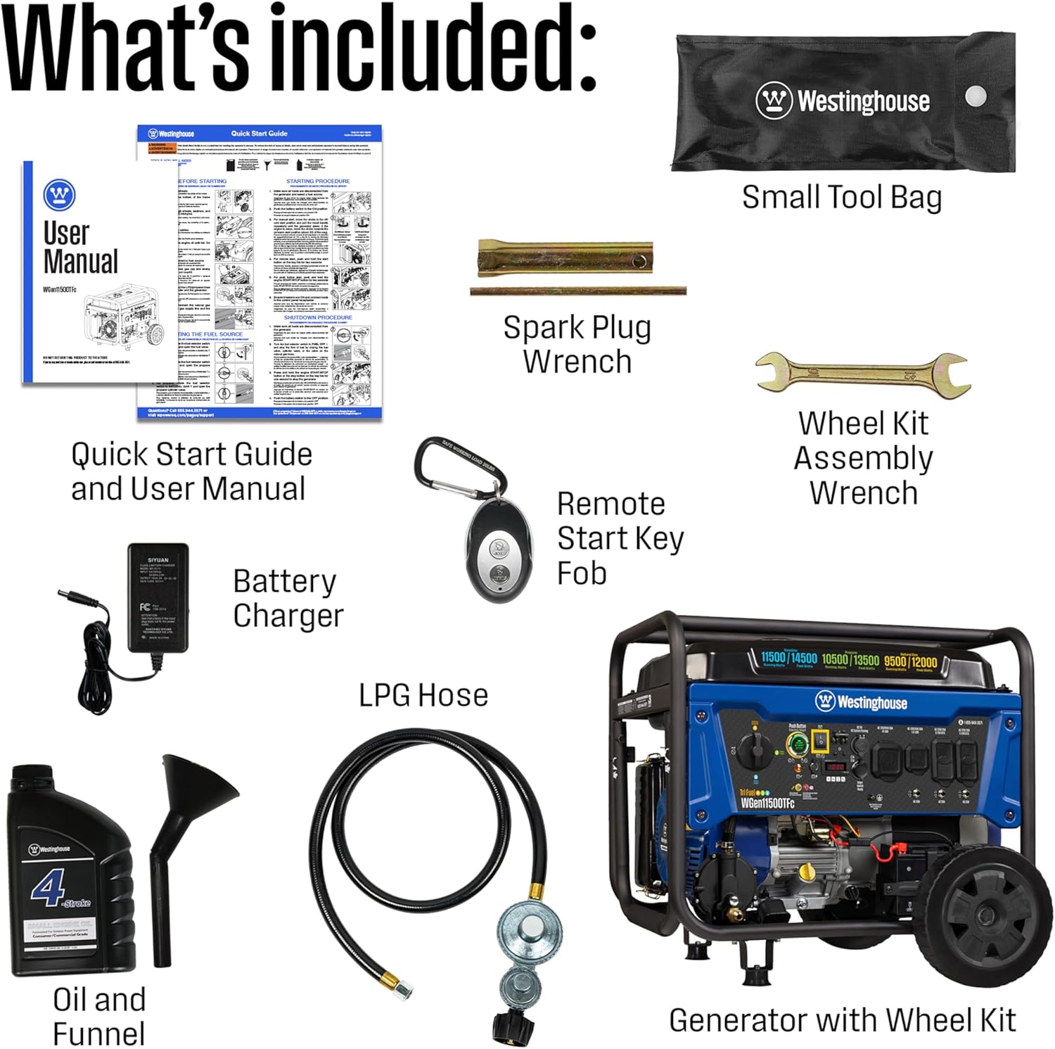Westinghouse 14500 Peak Watt Tri-Fuel Home Backup Portable Generator, Remote Electric Start, Transfer Switch Ready, Gas, Propane, and Natural Gas Powered Gronata