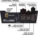 Westinghouse WGen3600 Portable Generator, 4650 Peak Watts & 3600 Rated Watts, RV Ready 30A Outlet, Wheel & Handle Kit, Gas Powered Gronata