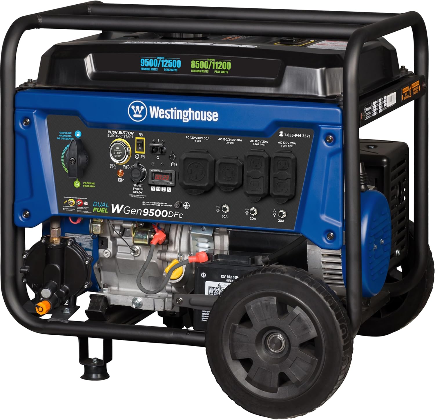 Westinghouse 12500 Peak Watt Dual Fuel Home Backup Portable Generator, Remote Electric Start, Transfer Switch Ready, Gas and Propane Powered, CO Sensor Gronata