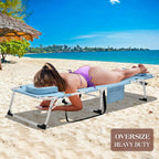 DoCred Heavy Duty Chaise Lounge Chair, Adjustable 5-Position Folding Chaise Lounge Chairs for Outside, Portable Lay Flat Beach Lounge Chair for Outdoor Sunbathing Beach Pool Lawn Camping Gronata