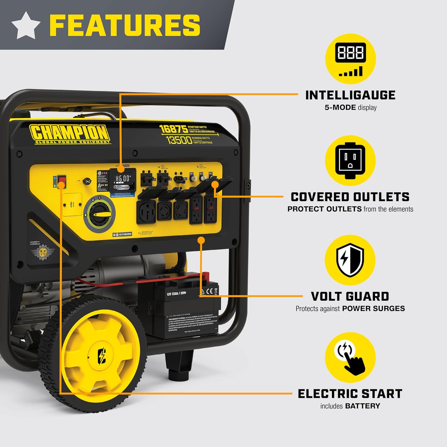 Champion Power Equipment 16,875-Watt Electric Start Home Backup Portable Generator with Free 3-Year Warranty Gronata