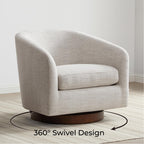 CHITA Swivel Accent Chair, Fully Assembled Fabric Barrel Armchair with FSC Certified Upholstered for Living Room, Bedroom and Office, Cream Gronata