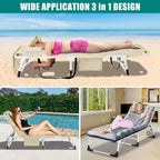 DoCred Heavy Duty Chaise Lounge Chair, Adjustable 5-Position Folding Chaise Lounge Chairs for Outside, Portable Lay Flat Beach Lounge Chair for Outdoor Sunbathing Beach Pool Lawn Camping Gronata