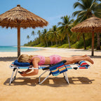 DoCred Heavy Duty Chaise Lounge Chair, Adjustable 5-Position Folding Chaise Lounge Chairs for Outside, Portable Lay Flat Beach Lounge Chair for Outdoor Sunbathing Beach Pool Lawn Camping Gronata