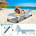 DoCred Heavy Duty Chaise Lounge Chair, Adjustable 5-Position Folding Chaise Lounge Chairs for Outside, Portable Lay Flat Beach Lounge Chair for Outdoor Sunbathing Beach Pool Lawn Camping Gronata