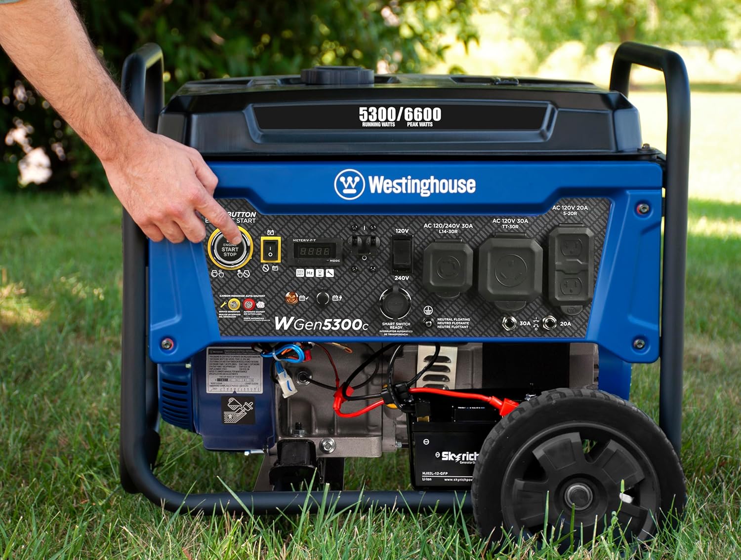 Westinghouse 6600 Watt Home Backup Portable Generator, Remote Electric Start with Auto Choke, Transfer Switch Ready, RV Ready, CO Sensor Gronata