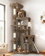 Globlazer Heavy Duty Cat Tree, 70 inch Sturdy Cat Tree for Indoor Cats Extra Large Cat Tower with Scratching Post, Hammock, Cat Condo for Adult Cats Kittens, F70 Pro, Light Grey Gronata