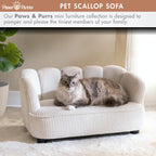 Paws & Purrs Retro Scalloped Back Sofa Style Pet Bed, Dog & Cat Couch with Tufted Cushion & Armrest, Stylish Indoor Pet Furniture, Sage Gronata