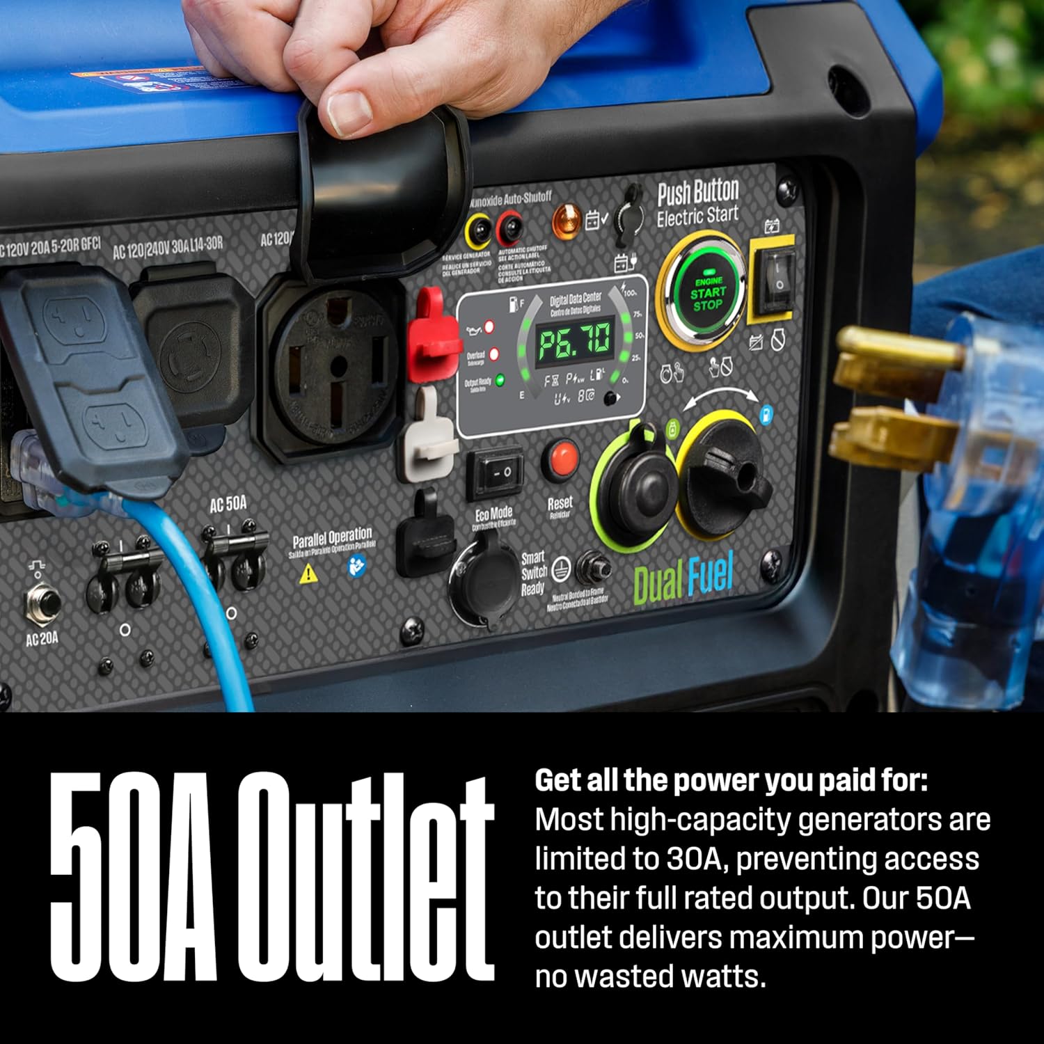 Westinghouse 11000 Peak Watt Dual Fuel Portable Inverter Generator, Remote Electric Start, Transfer Switch Ready, Gas and Propane Powered, Low THD - Safe for Electronics, Parallel Capable, CO Sensor Gronata