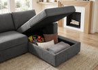 HONBAY Sectional Sleeper Sofa with Pull Out Bed U-Shape Sectional Couch Sleeper Bed with Storage Chaise 6 Seater Sleeper Sectional Sofa, Light Grey Gronata