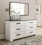 Signature Design by Ashley Shawburn Rustic 5 Drawer Chest of Smooth-Gliding Drawers and Safety Stop, White & Gray Gronata