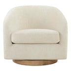 CHITA Swivel Accent Chair, Fully Assembled Fabric Barrel Armchair with FSC Certified Upholstered for Living Room, Bedroom and Office, Cream Gronata