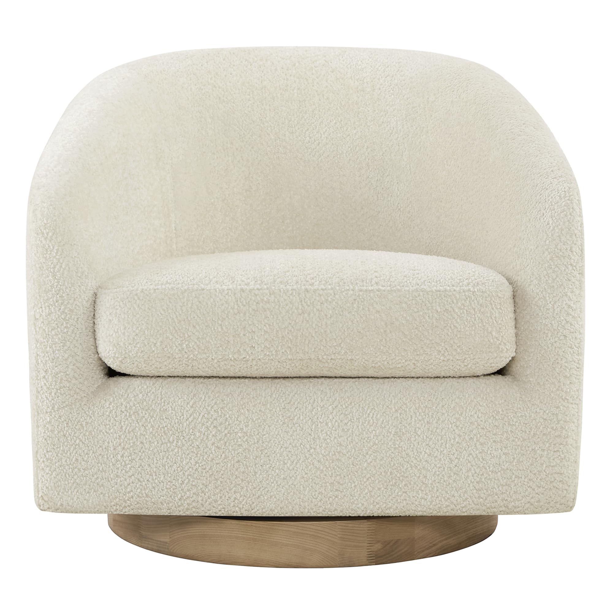 CHITA Swivel Accent Chair, Fully Assembled Fabric Barrel Armchair with FSC Certified Upholstered for Living Room, Bedroom and Office, Cream Gronata