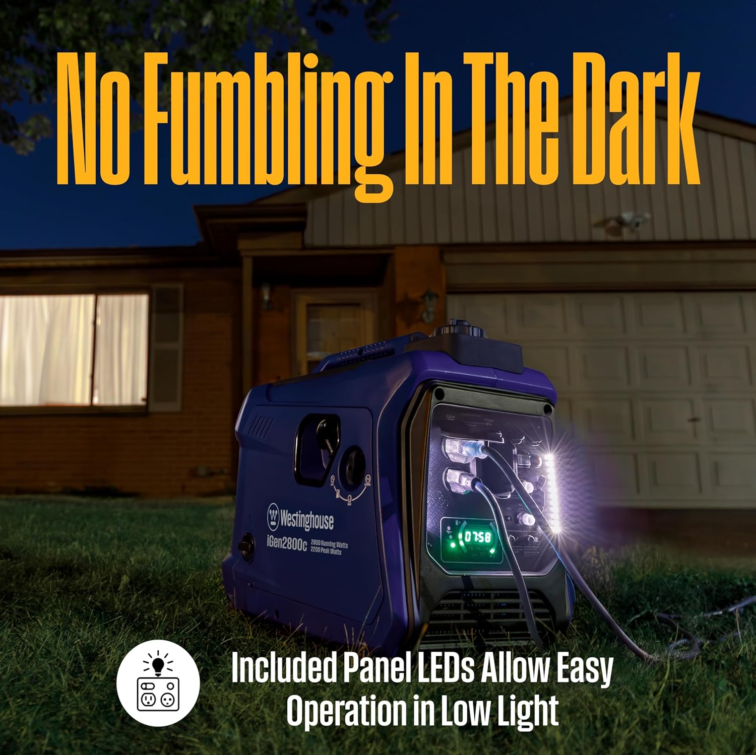 Westinghouse 2800 Peak Watt Super Quiet & Lightweight Portable Inverter Generator, Gas Powered, CO Sensor, Parallel Capable, Long Run Time Gronata