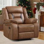 EBELLO Faux Leather Recliner Sofa Furniture Set for Living Room, 2 Recliner Chairs, 3 Seat Reclining Sofa Couch Set for Meeting Room, Brown Gronata