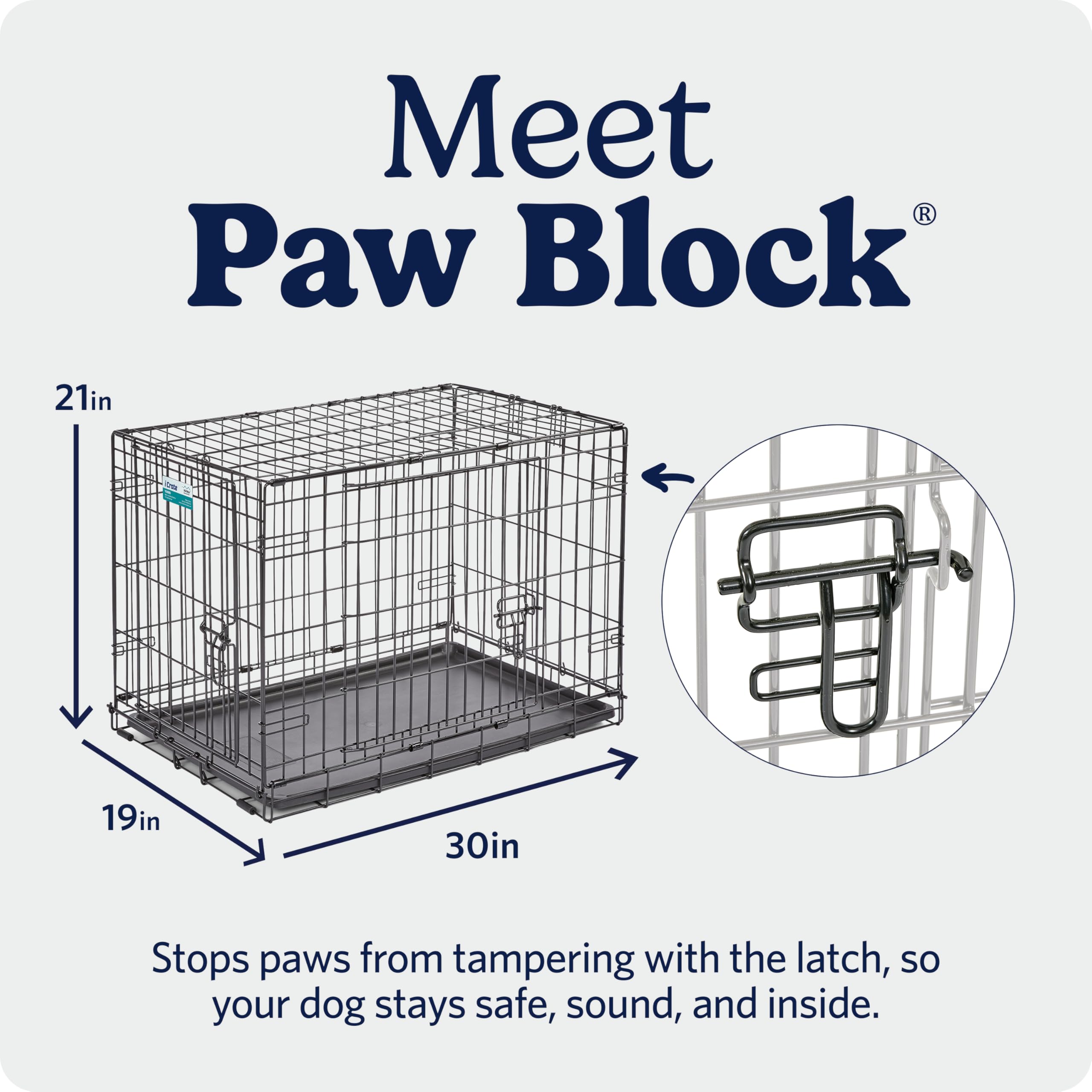 MidWest Homes for Pets 30-Inch iCrate for Medium Breeds, 21-40 lbs, Single Door Folding Dog Crate with Divider Panel, Leak-Proof Tray & Secure Latch, Portable, Durable & Easy to Assemble Gronata