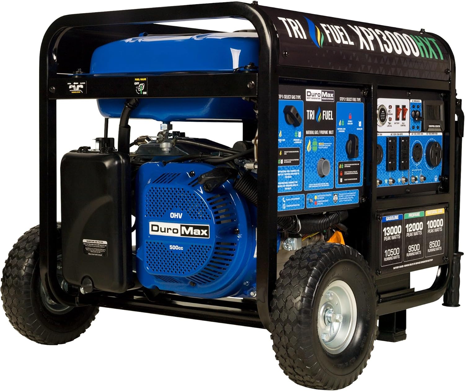 DuroMax XP12000HX 12,000-Watt Dual Fuel Portable Generator - Gas & Propane, Electric Start, Whole Home Power Backup, Transfer Switch Ready, RV & Emergency Ready Gronata