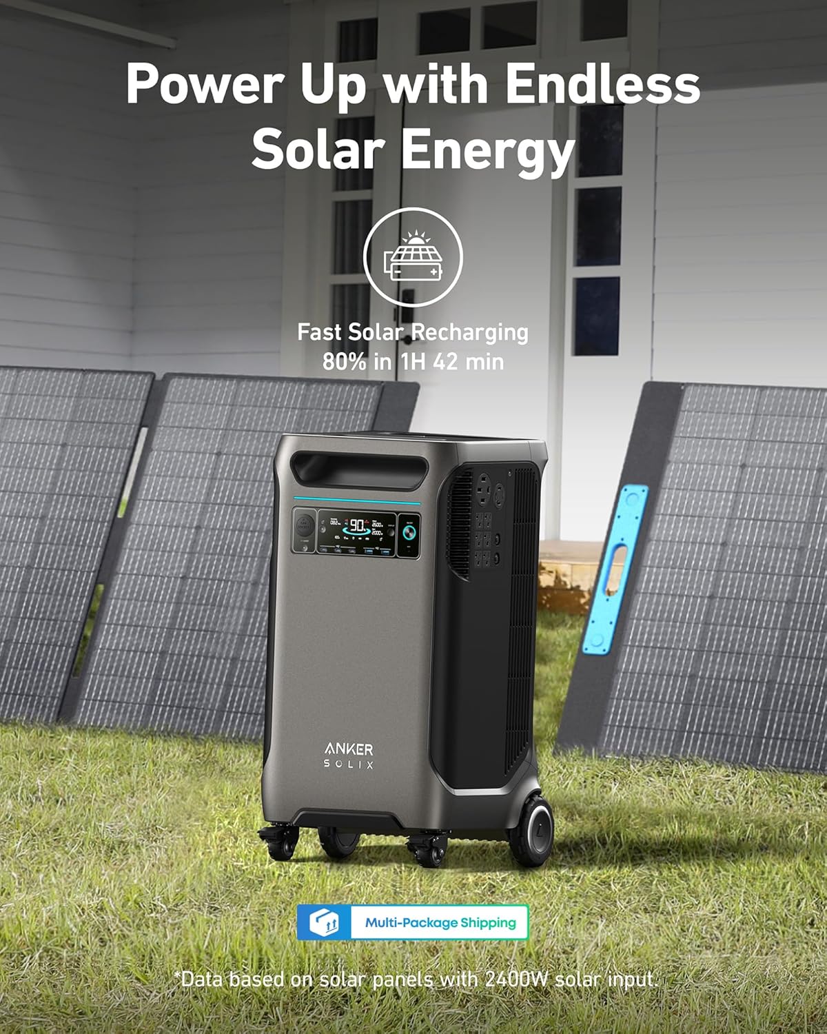 Anker SOLIX F3800 Portable Power Station with 400W Solar Panel, 3840Wh LiFePO4 Battery, 6000W AC output with 120V/240V, Solar Generator for Home Use, RV, Emergencies, Power Outages, Outdoor Camping Gronata