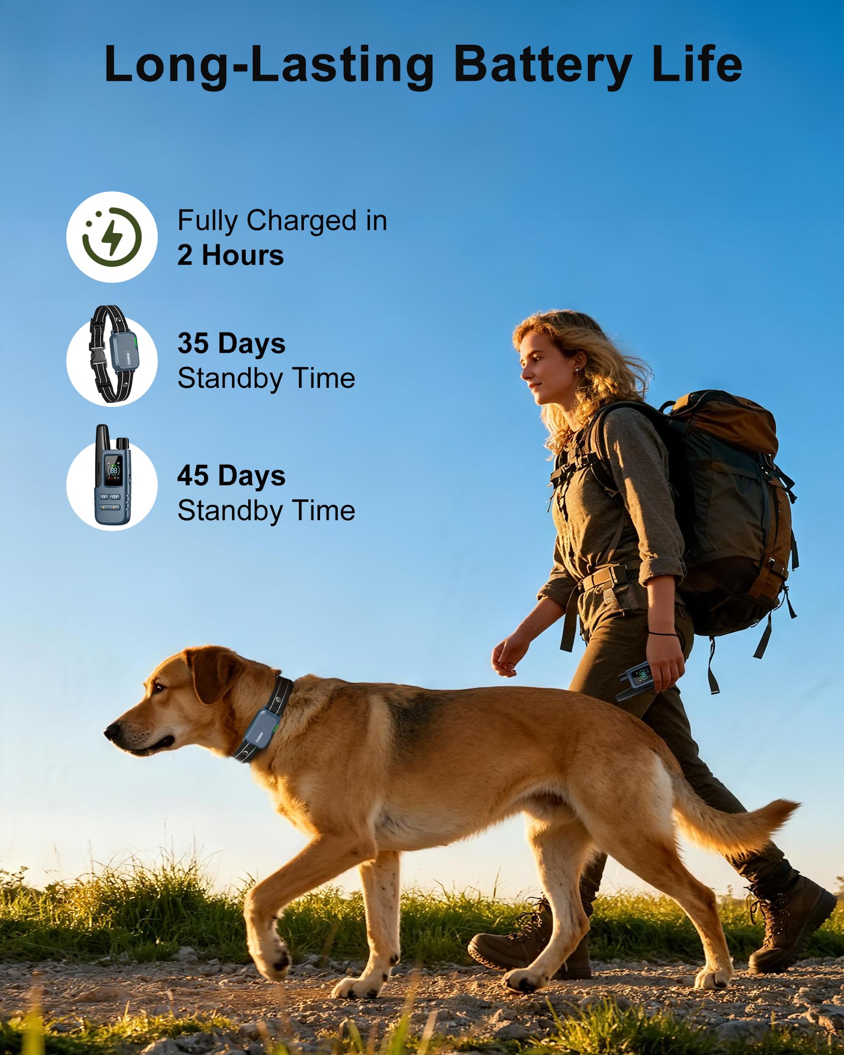 Jugbow Dog Shock Collar - 4500FT Dog Training Collar with Remote, IPX8 Waterproof Electric Dog Collar with 4 Training Modes, Security Lock, Rechargeable eCollar for 10-120lbs Small Medium Large Dogs Gronata