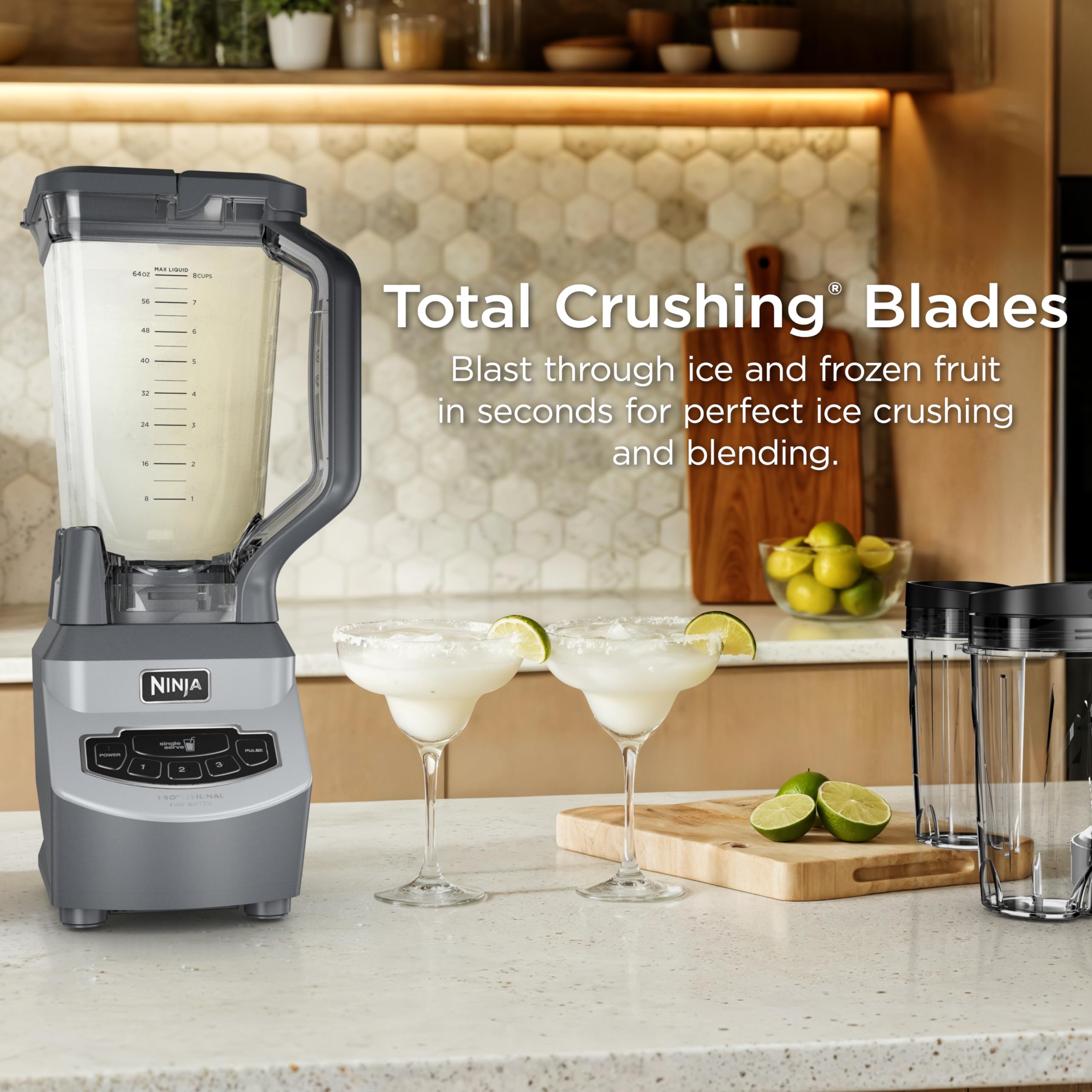 Ninja Professional Blender | Smoothie Blending, Drink Mixer, Grinder, Ice Crusher, Frozen Fruit Blending | 1000W Power, Total Crushing Technology, XL 72-oz. Pitcher | Black & Grey | BL610 Gronata