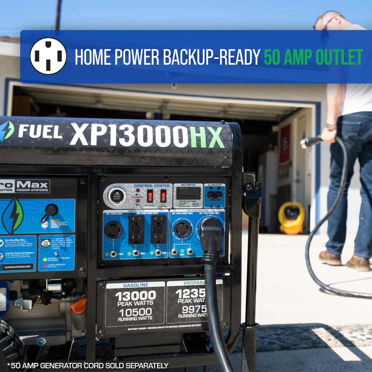 DuroMax XP13000HX 13,000-Watt Dual Fuel Portable Generator - Gas & Propane, Electric Start, Whole Home Power Backup, Transfer Switch Ready, RV & Emergency Ready Gronata