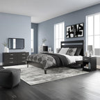 Signature Design by Ashley Finch Modern 6 Drawer Dresser with Ball-bearing Construction and Safety Stop, Black Gronata