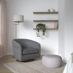 CHITA Swivel Accent Chair, Fully Assembled Fabric Barrel Armchair with FSC Certified Upholstered for Living Room, Bedroom and Office, Cream Gronata