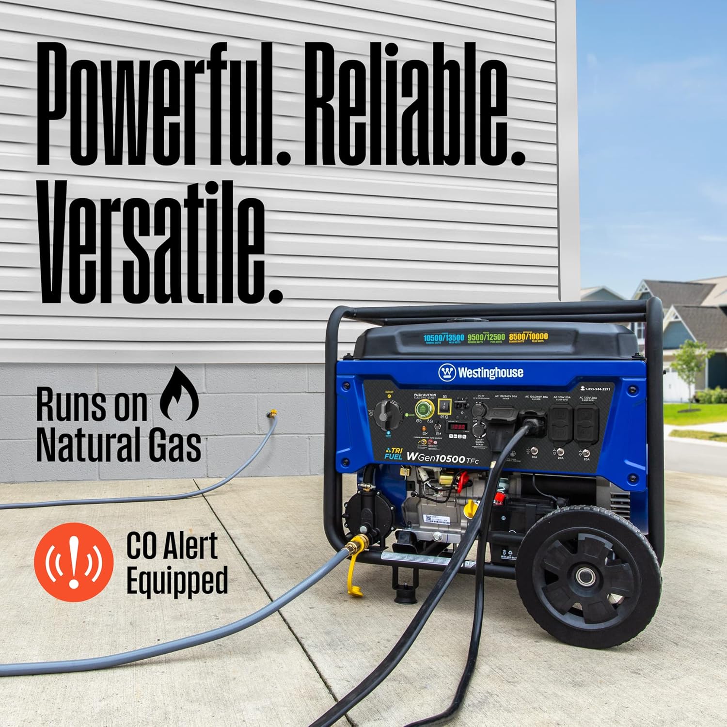 Westinghouse 13500 Peak Watt Tri-Fuel Home Backup Portable Generator, Remote Electric Start, Transfer Switch Ready, Gas, Propane, and Natural Gas Powered Gronata
