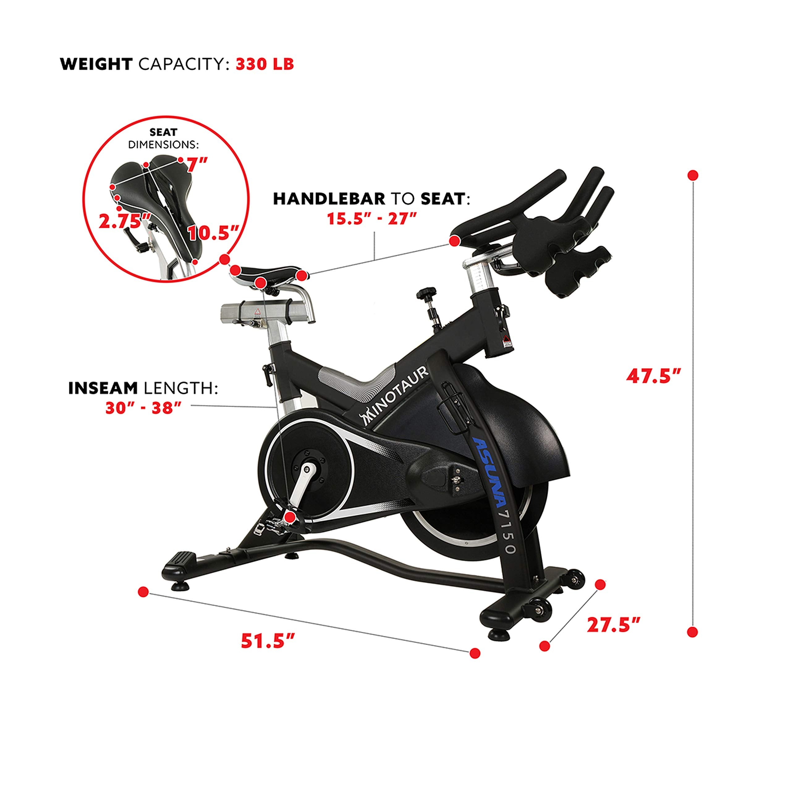 Sunny Health & Fitness Indoor Cycling Exercise Bike with SPD pedals - SF-B1509, White, 47 L x 20 W x 47 5 H Gronata