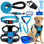 YXFDOYT No Pull Dog Harness Adjustable Collar & Leash Set - Dog Halter Harnesses Collapsible Bowls & Poop Bag Dispenser Muzzle ID Tags Toys Fits Small Medium Large Dogs (Pink-L) Gronata