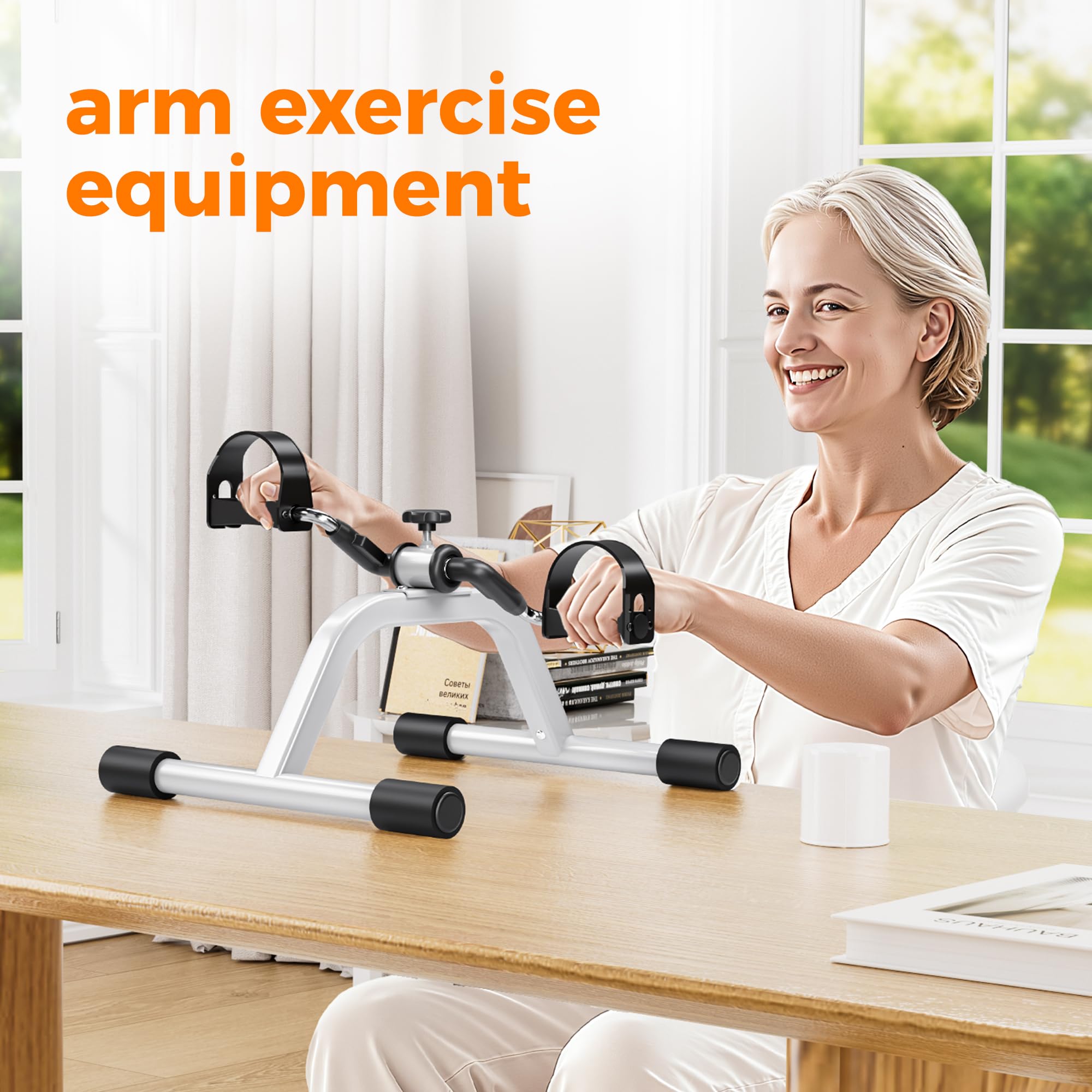 RYGEO Pedal Exerciser Mini Exercise Bike for Leg and Arm Recovery Exercise Lightweight and Portable Floor Bike(Silver) Gronata