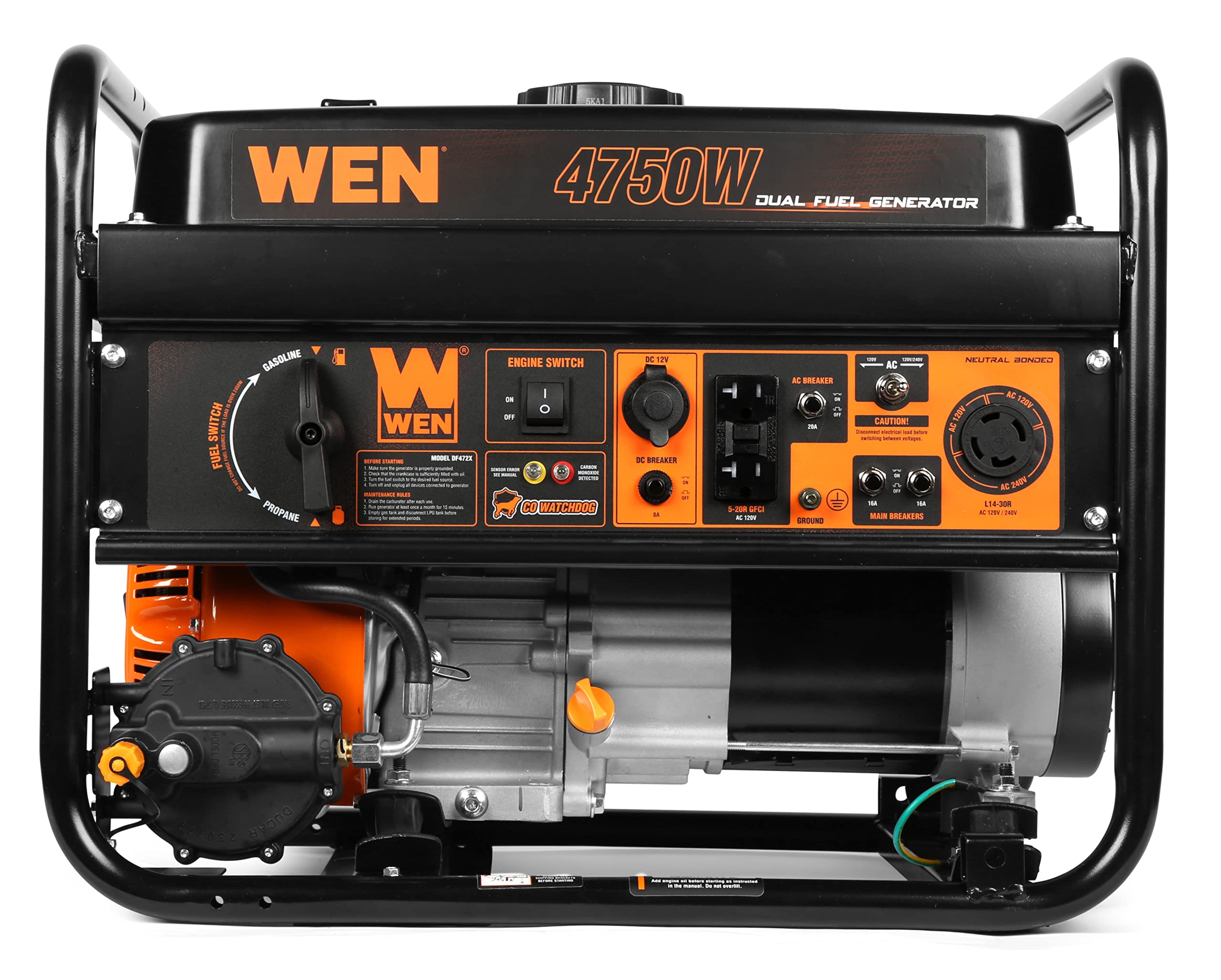 WEN DF472X 4750-Watt 120-Volt/240-Volt Dual Fuel Portable Generator with CO Shutdown Sensor Gronata