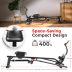 Sunny Health & Fitness Smart Compact Full Motion Rowing Machine, Full-Body Workout, Extra-Long Rail, 400 LB Weight Capacity and Free SunnyFit® App Enhanced Bluetooth Connectivity SF-RW5639SMART Gronata