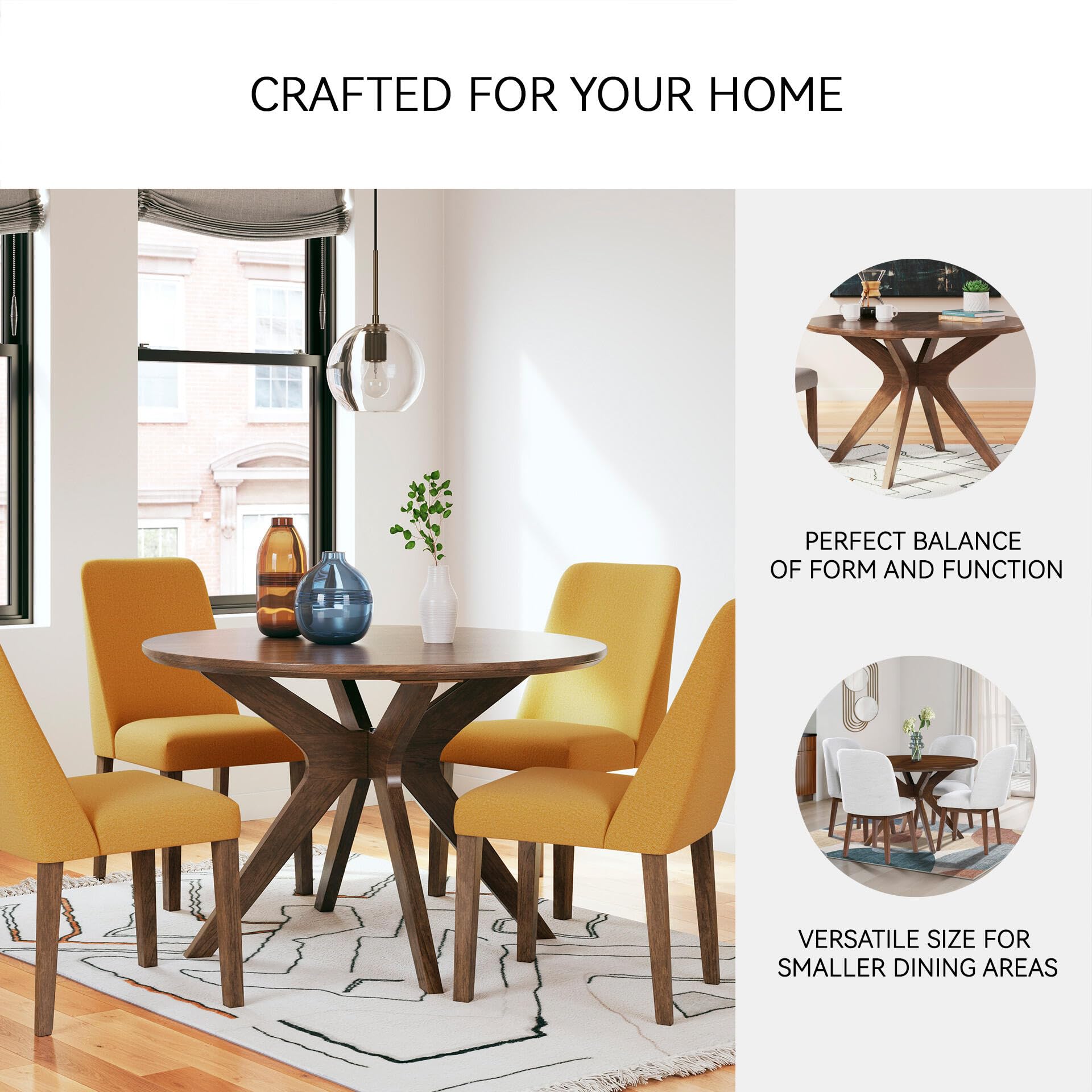 Signature Design by Ashley Lyncott Traditional Round Dining Room Table, Seats up to 4, Brown, 45" W x 29.75" H Gronata