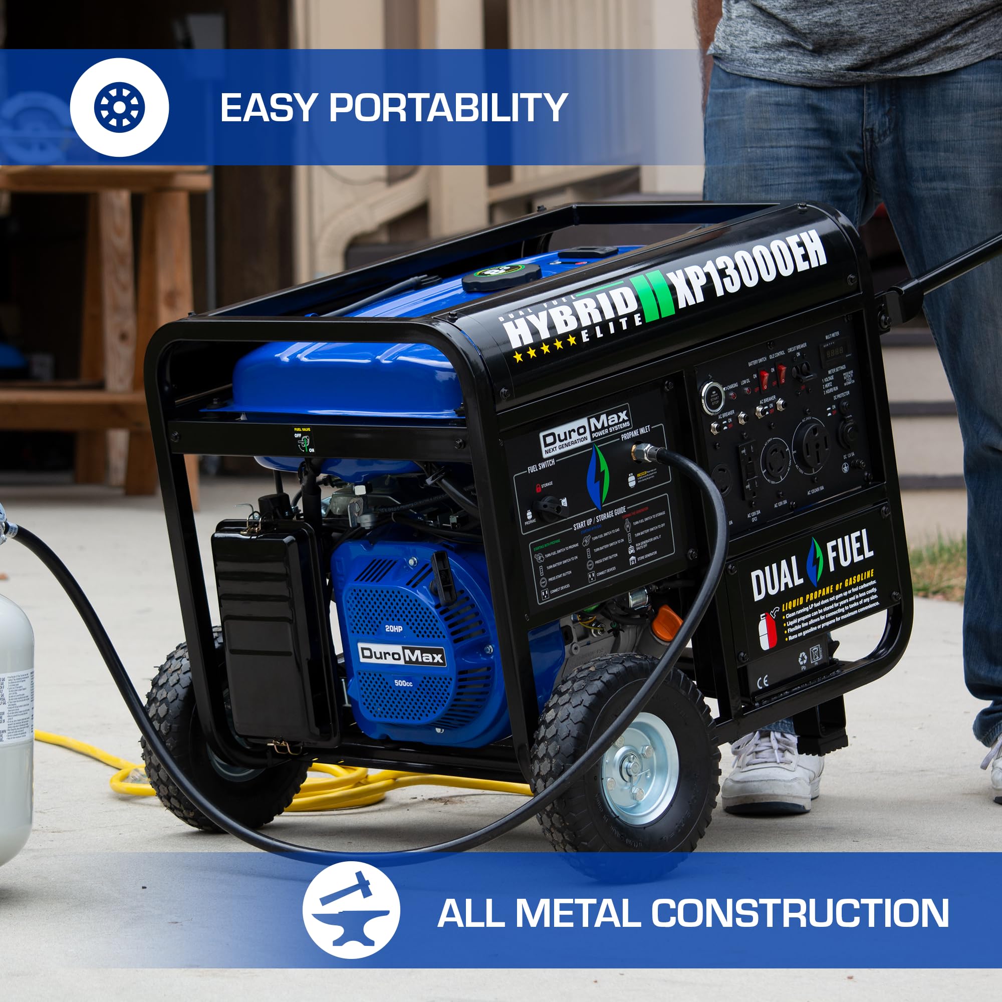 DuroMax XP5500EH 5,500-Watt Dual Fuel Portable Generator - Gas & Propane, Electric Start, RV & Emergency Ready Gronata
