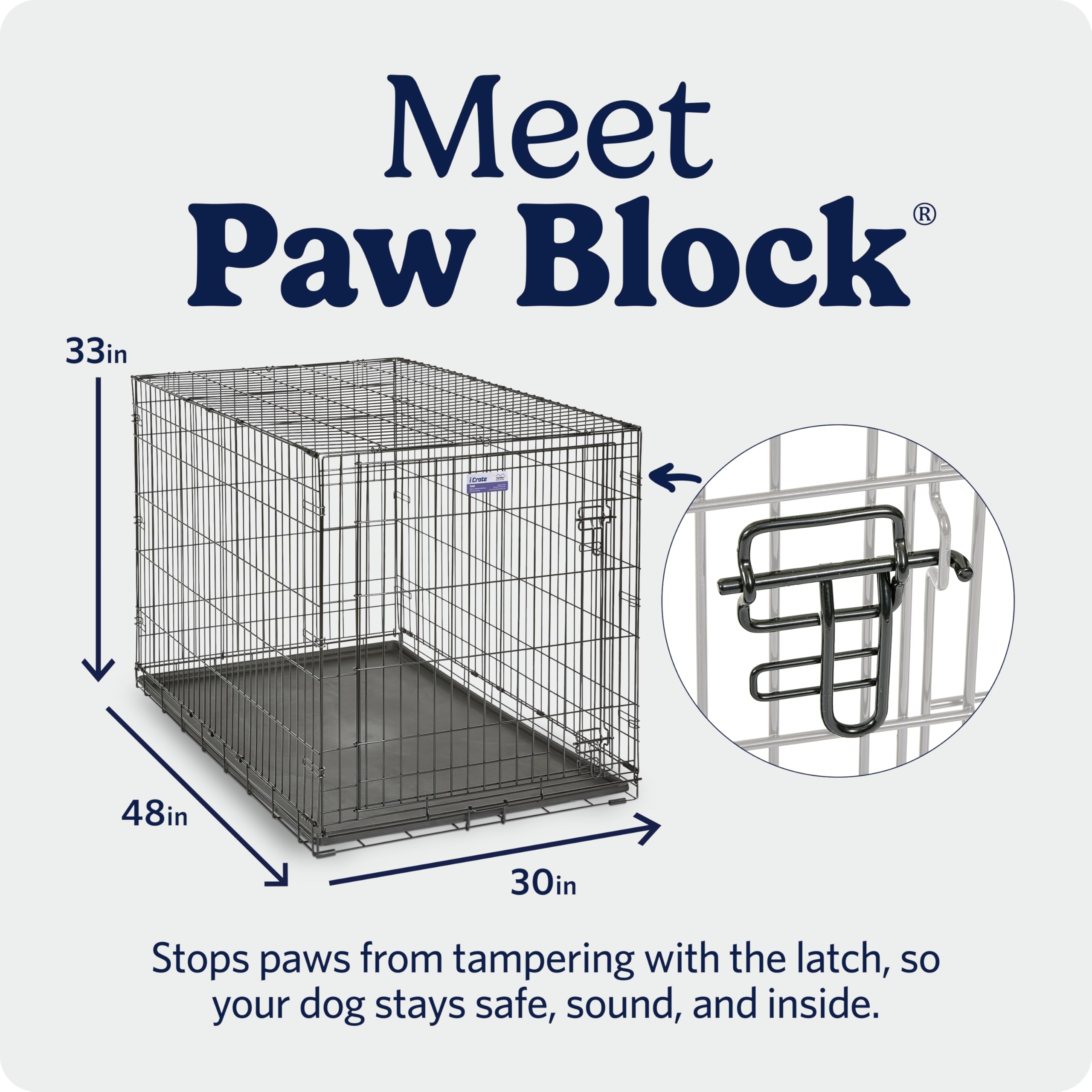 MidWest Homes for Pets 30-Inch iCrate for Medium Breeds, 21-40 lbs, Single Door Folding Dog Crate with Divider Panel, Leak-Proof Tray & Secure Latch, Portable, Durable & Easy to Assemble Gronata