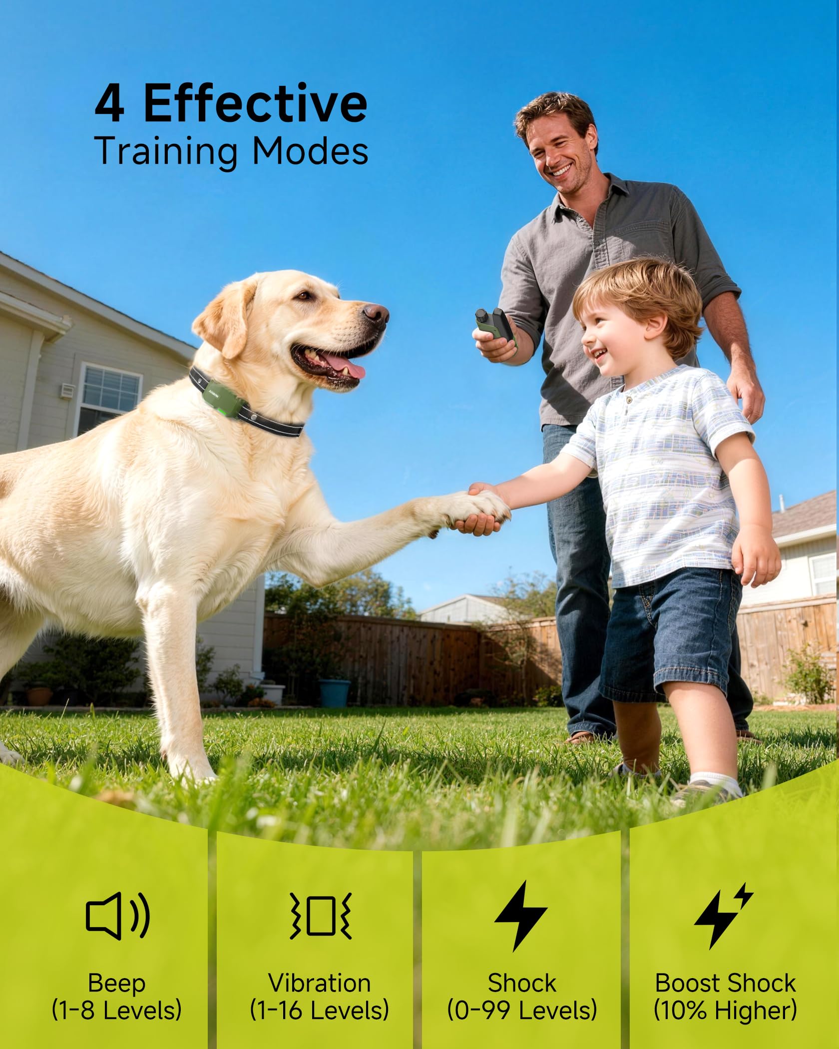 Jugbow Dog Shock Collar - 4500FT Dog Training Collar with Remote, IPX8 Waterproof Electric Dog Collar with 4 Training Modes, Security Lock, Rechargeable eCollar for 10-120lbs Small Medium Large Dogs Gronata