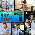 TOLOCO Massage Gun, Deep Tissue Back Massage for Athletes for Pain Relief, Percussion Massager with 10 Massages Heads & Silent Brushless Motor, Fathers Day Dad Gifts, Black Gronata