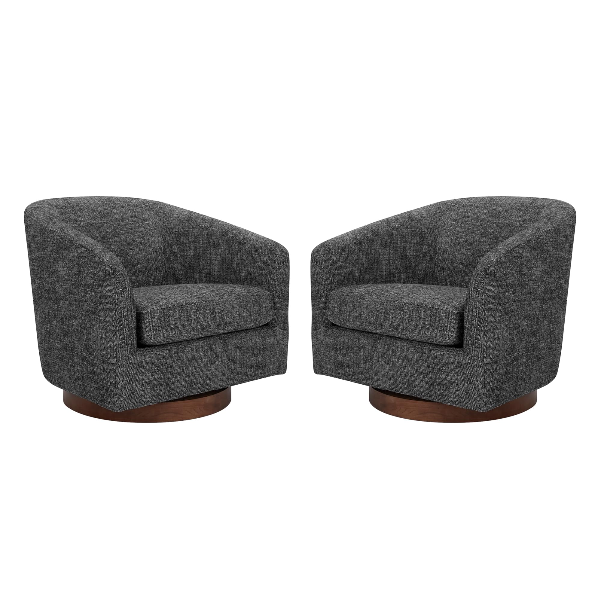 CHITA Swivel Accent Chair, Fully Assembled Fabric Barrel Armchair with FSC Certified Upholstered for Living Room, Bedroom and Office, Cream Gronata